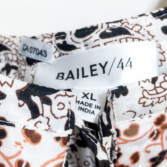 Bailey 44 100% Cotton Printed Boho Blouse Size XL Ruffled Puff Sleeve Retro NWT - Picture 3 of 4